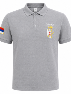 Polo majica Srbija vez - Siva
