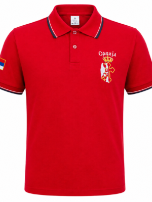 Polo majica Srbija vez - Crvena